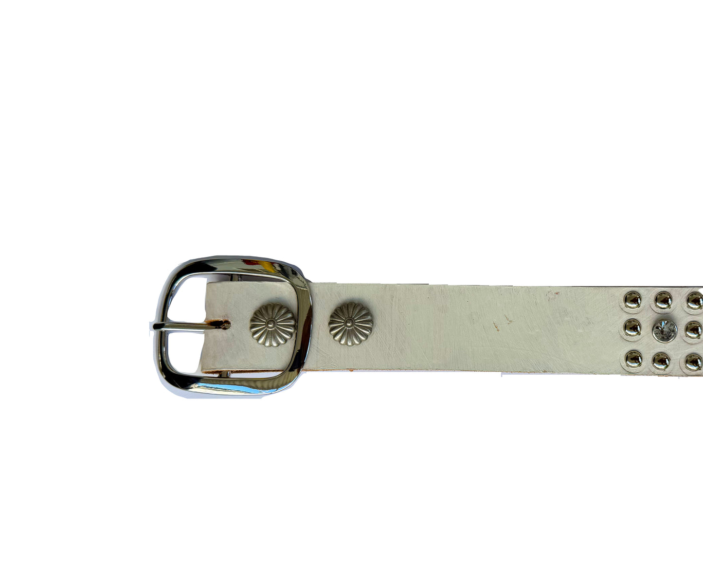 White studded belt