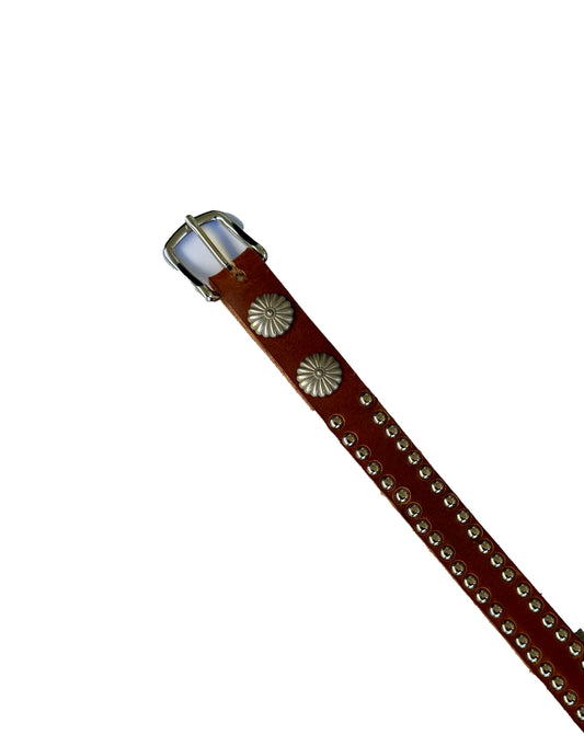 Thin brown studded belt